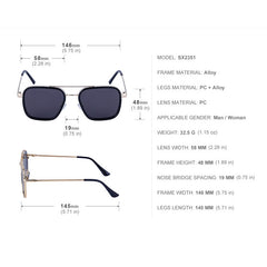 Men's Punk Square Sunglasses Metal Double Beam Driving Eyewear