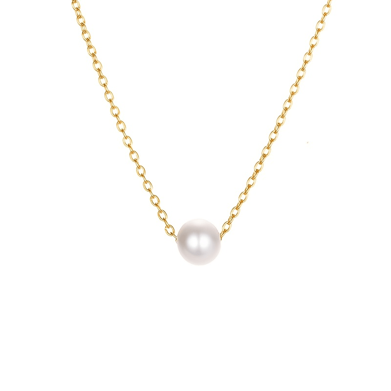 Girl's Faux Pearl Necklace Clavicle Chain Versatile Neck Jewelry Gift