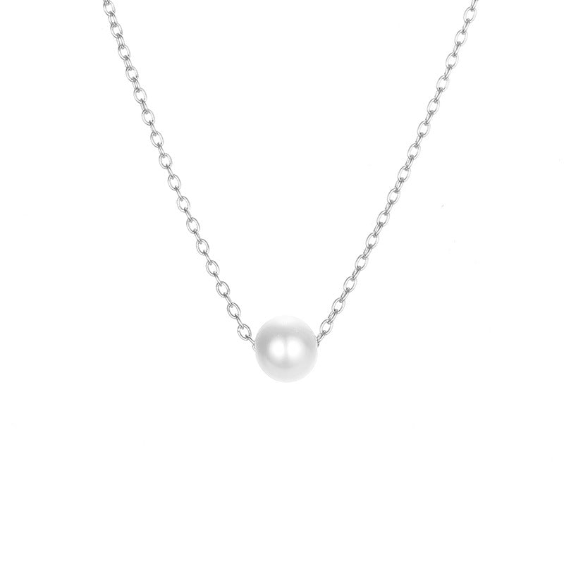 Girl's Faux Pearl Necklace Clavicle Chain Versatile Neck Jewelry Gift