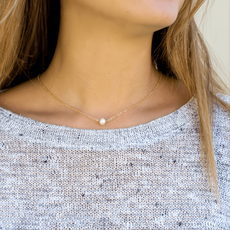 Girl's Faux Pearl Necklace Clavicle Chain Versatile Neck Jewelry Gift