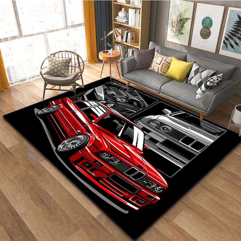 Racing Car Pattern Floor Mat Area Rug Home Decor