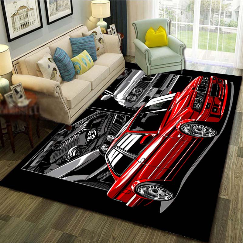 Racing Car Pattern Floor Mat Area Rug Home Decor