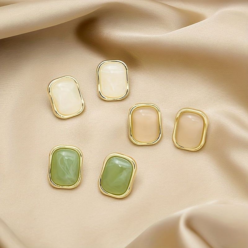 Resin Square Stud Earrings Girls Birthday Party Jewelry