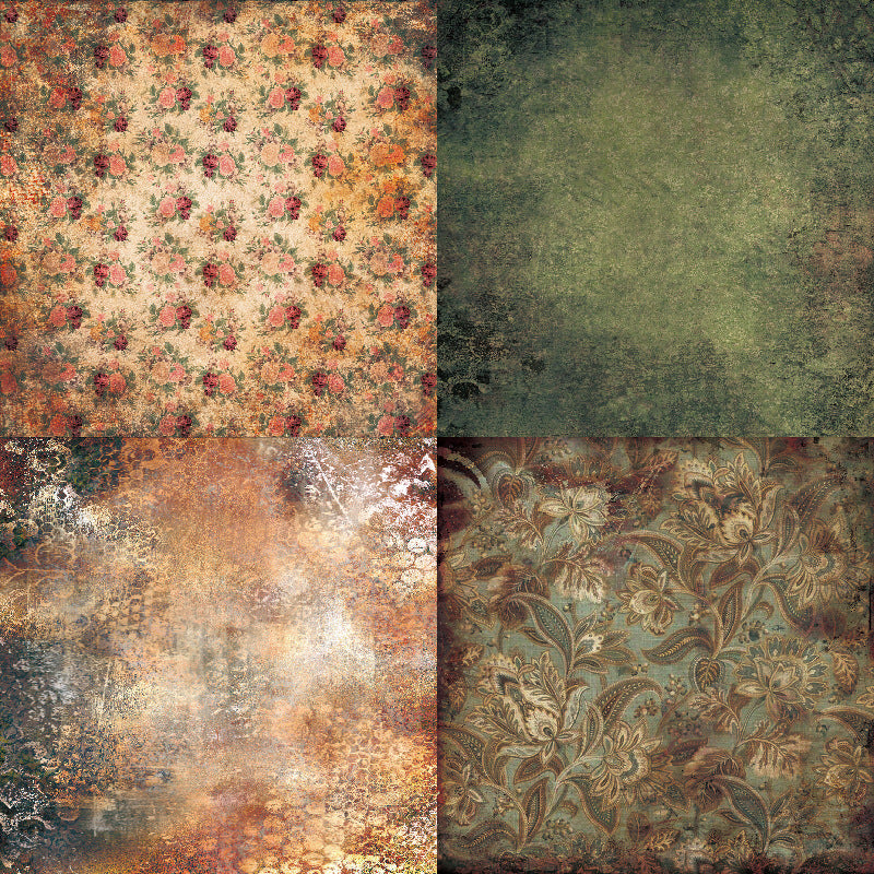 24pcs Scrapbook Paper 6x6 Inch Retro Flowers Pattern Single Sided Paper Pad