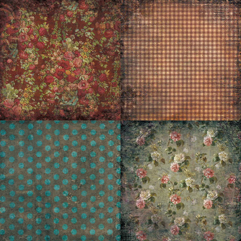24pcs Scrapbook Paper 6x6 Inch Retro Flowers Pattern Single Sided Paper Pad