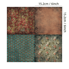 24pcs Scrapbook Paper 6x6 Inch Retro Flowers Pattern Single Sided Paper Pad