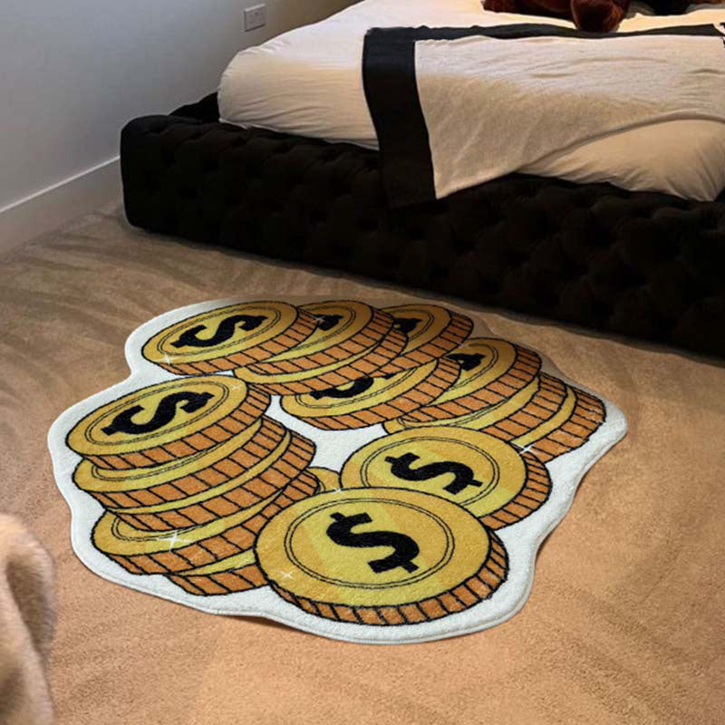 Golden Banknote Plush Carpet for Bedroom and Living Room