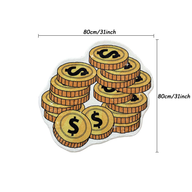 Golden Banknote Plush Carpet for Bedroom and Living Room