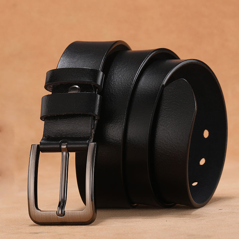 Men's Leather Buckle Belts Large Pin Minimalist Waist