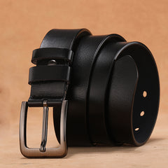 Men's Leather Buckle Belts Large Pin Minimalist Waist