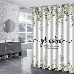 Boho Eucalyptus Leaf Fringe Bathroom Shower Curtain