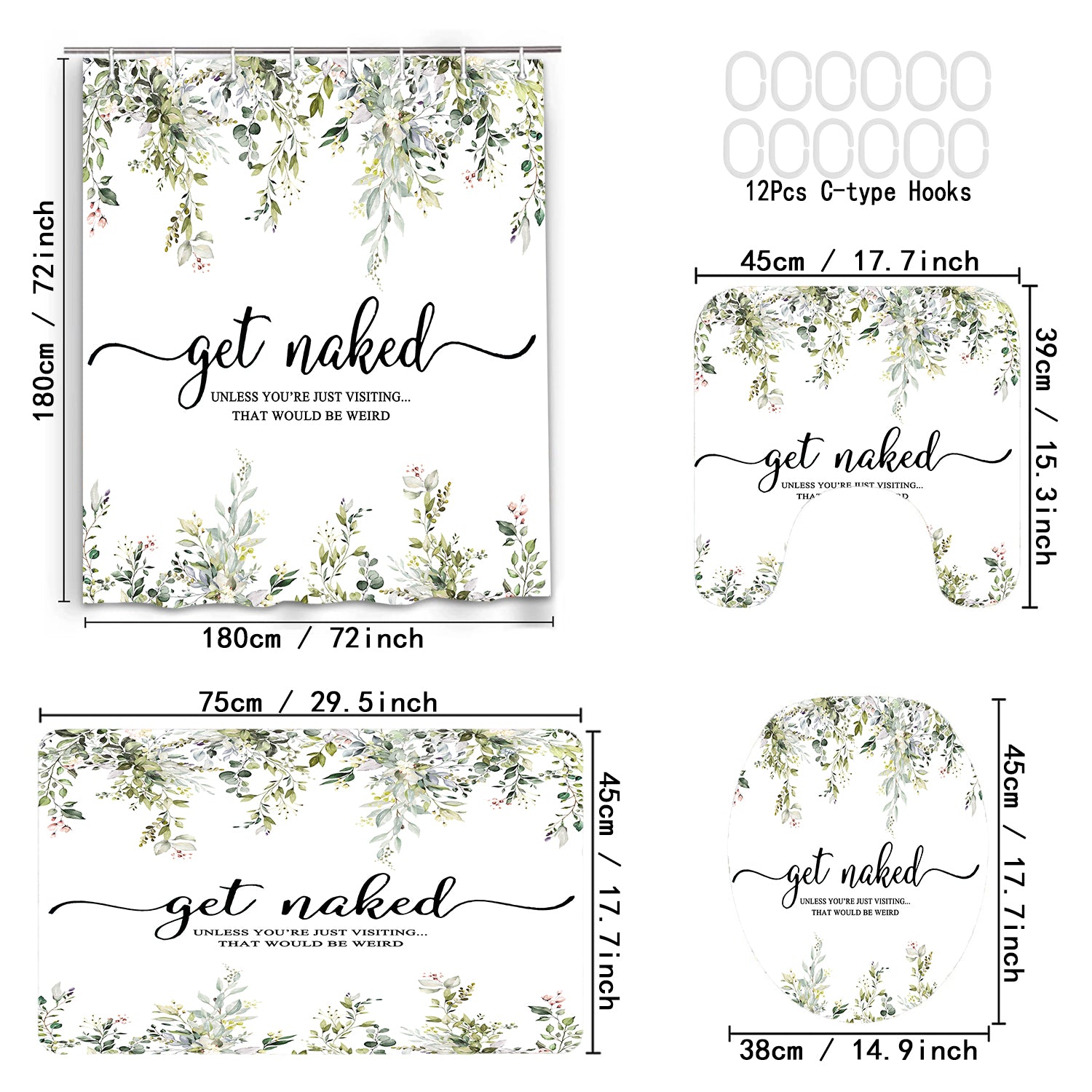 Boho Eucalyptus Leaf Fringe Bathroom Shower Curtain