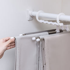 1pc 5 In 1 Magic Trouser Rack Hangers Stainless Steel Folding Pant Rack