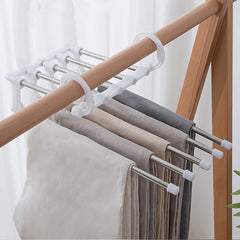 1pc 5 In 1 Magic Trouser Rack Hangers Stainless Steel Folding Pant Rack