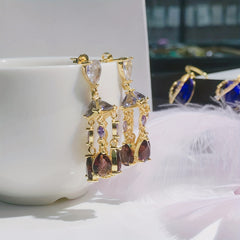 Tassel Drop Dangle Earrings Rhinestone Stud Jewelry Gift