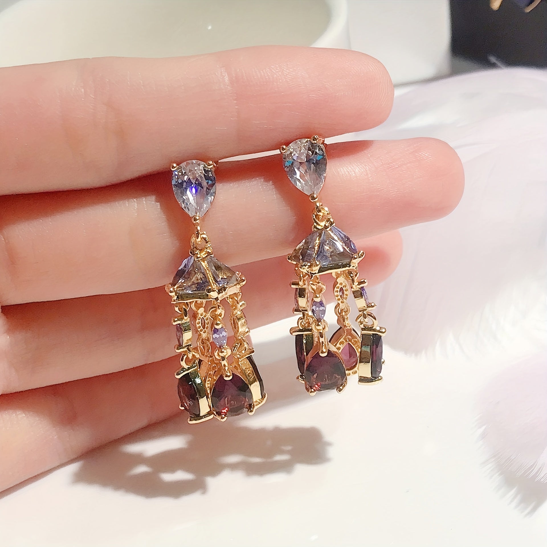 Tassel Drop Dangle Earrings Rhinestone Stud Jewelry Gift