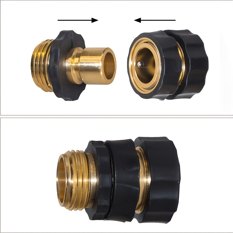 Quick Connect Garden Hose Fitting 3/4 Inch Male Female with Control Valve