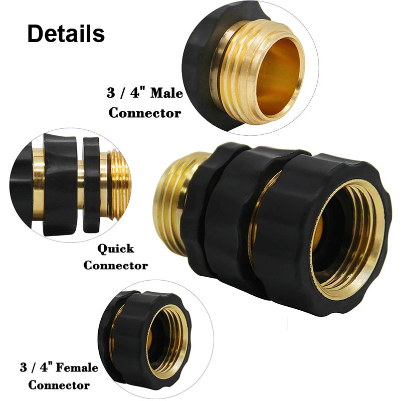 Quick Connect Garden Hose Fitting 3/4 Inch Male Female with Control Valve
