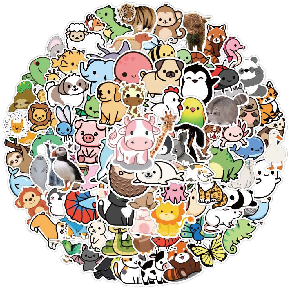 100pcs Animals Funny Cartoon Waterproof Stickers - Adults Teens
