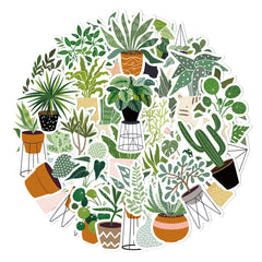 44pcs Plant Aesthetics Funny Cartoon Vinyl Waterproof Stickers