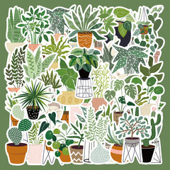 44pcs Plant Aesthetics Funny Cartoon Vinyl Waterproof Stickers