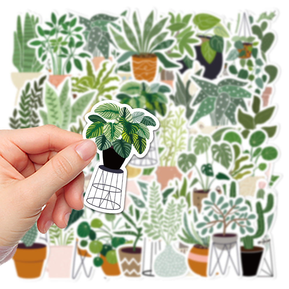 44pcs Plant Aesthetics Funny Cartoon Vinyl Waterproof Stickers