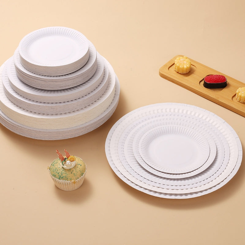 50pcs Disposable Plate Round Paper Plate for Wedding Anniversary Birthday Party