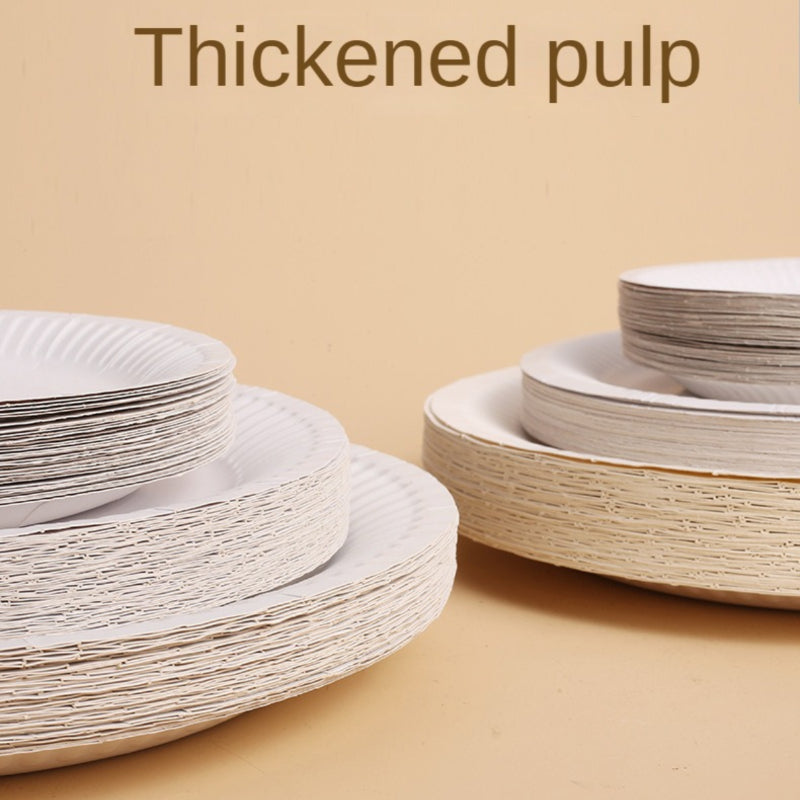 50pcs Disposable Plate Round Paper Plate for Wedding Anniversary Birthday Party