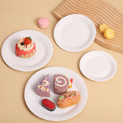 50pcs Disposable Plate Round Paper Plate for Wedding Anniversary Birthday Party