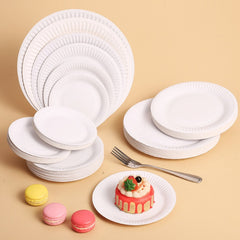 50pcs Disposable Plate Round Paper Plate for Wedding Anniversary Birthday Party