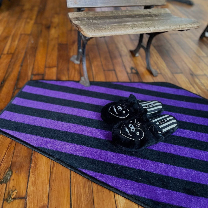 Gothic Striped Coffin Shaped Carpet for Living Room Bedroom Halloween Decoration