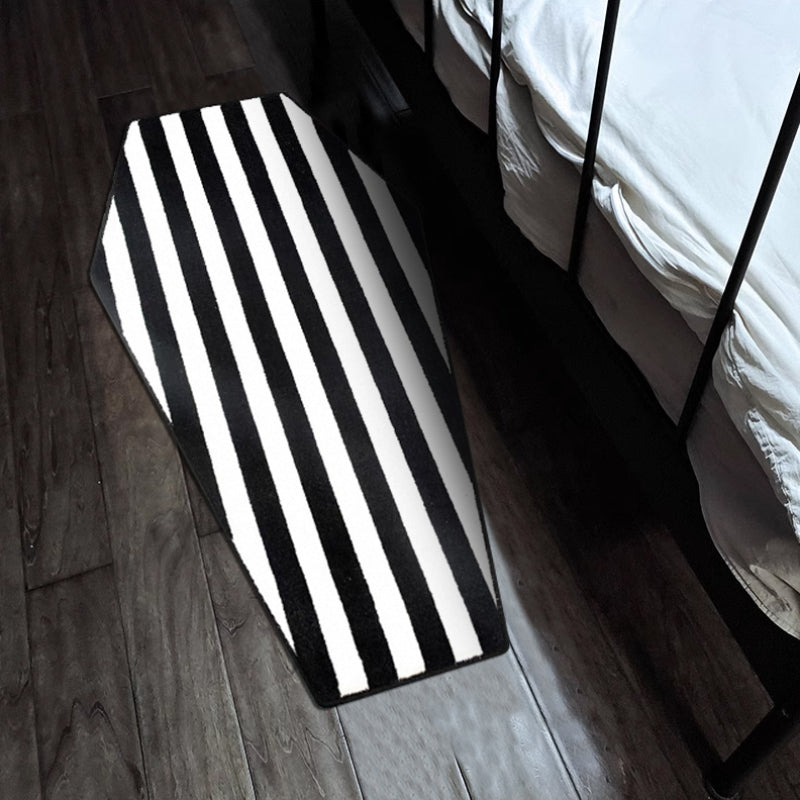 Gothic Striped Coffin Shaped Carpet for Living Room Bedroom Halloween Decoration