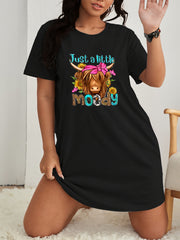 Women's Plus Size Cow & Leopard Print Loungewear Dress