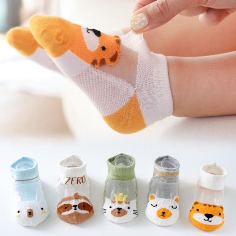 5 Pairs Kids Mesh Breathable Anti-slip Cartoon Socks