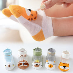 5 Pairs Kids Mesh Breathable Anti-slip Cartoon Socks