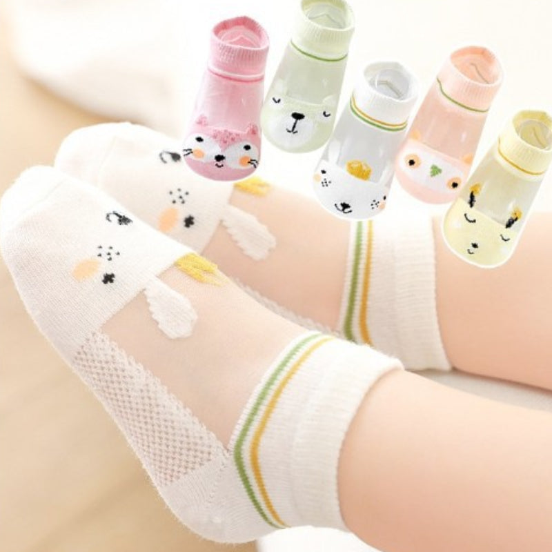 5 Pairs Kids Mesh Breathable Anti-slip Cartoon Socks