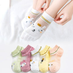 5 Pairs Kids Mesh Breathable Anti-slip Cartoon Socks
