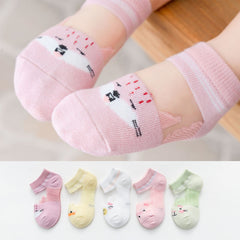 5 Pairs Kids Mesh Breathable Anti-slip Cartoon Socks
