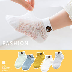5 Pairs Kids Mesh Breathable Anti-slip Cartoon Socks