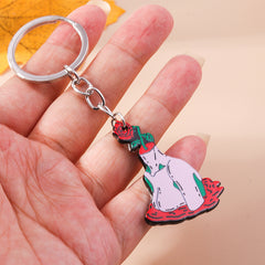Creative Palm Rose Flower Alloy Keychain Pendant Halloween Gift