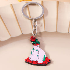 Creative Palm Rose Flower Alloy Keychain Pendant Halloween Gift