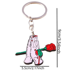 Creative Palm Rose Flower Alloy Keychain Pendant Halloween Gift