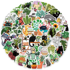 50pcs Cat Plants Aesthetics Vinyl Waterproof Stickers Pack