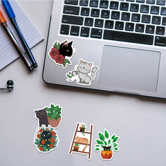 50pcs Cat Plants Aesthetics Vinyl Waterproof Stickers Pack