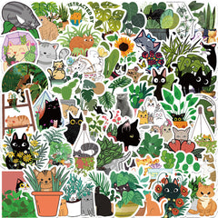 50pcs Cat Plants Aesthetics Vinyl Waterproof Stickers Pack