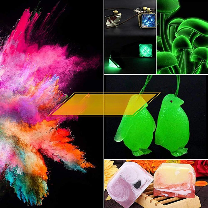12 Color Glow In The Dark Pigment for Resin Dye Epoxy Paint Slime Nails