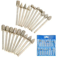 20pcs Diamond Grinding Heads Mini Bit for Rotary Drill Tool Burrs Grinding