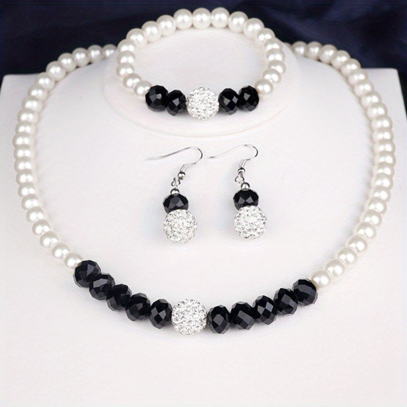 4pcs Earrings Bracelet Necklace Jewelry Set Dainty Accessories Noble Party Decor