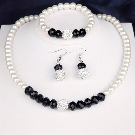 4pcs Earrings Bracelet Necklace Jewelry Set Dainty Accessories Noble Party Decor