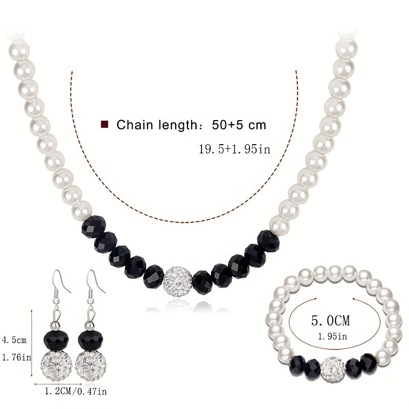 4pcs Earrings Bracelet Necklace Jewelry Set Dainty Accessories Noble Party Decor